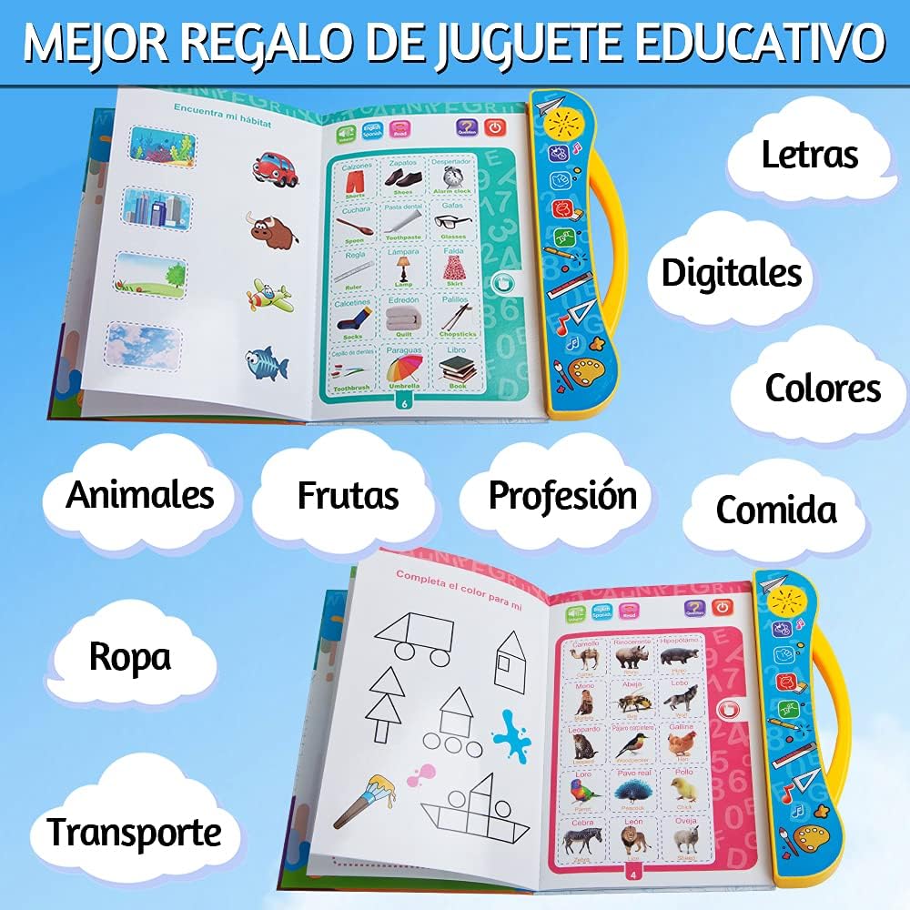 Libro didactico de aprendizaje en español y ingles con sonido al por mayor