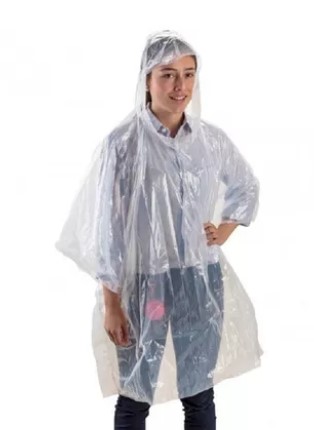 Capa Impermeable desechable para niños y niñas estilo poncho + estuche tipo llavero