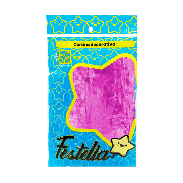 CORTINA DE FIESTA LISA FUCSIA 2*1 (PQTX12)