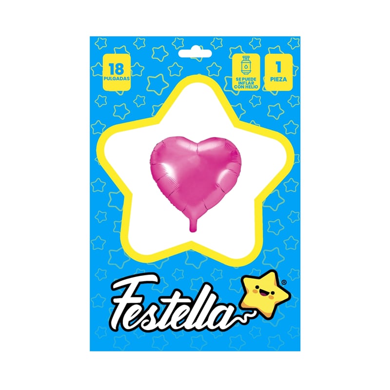 GLOBO CORAZON FUCSIA CARTON 18"