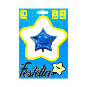 GLOBO ESTRELLA AZUL CARTON 18"