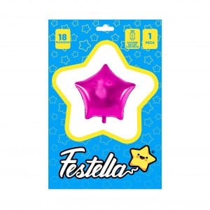 GLOBO ESTRELLA FUCSIA CARTON 18"