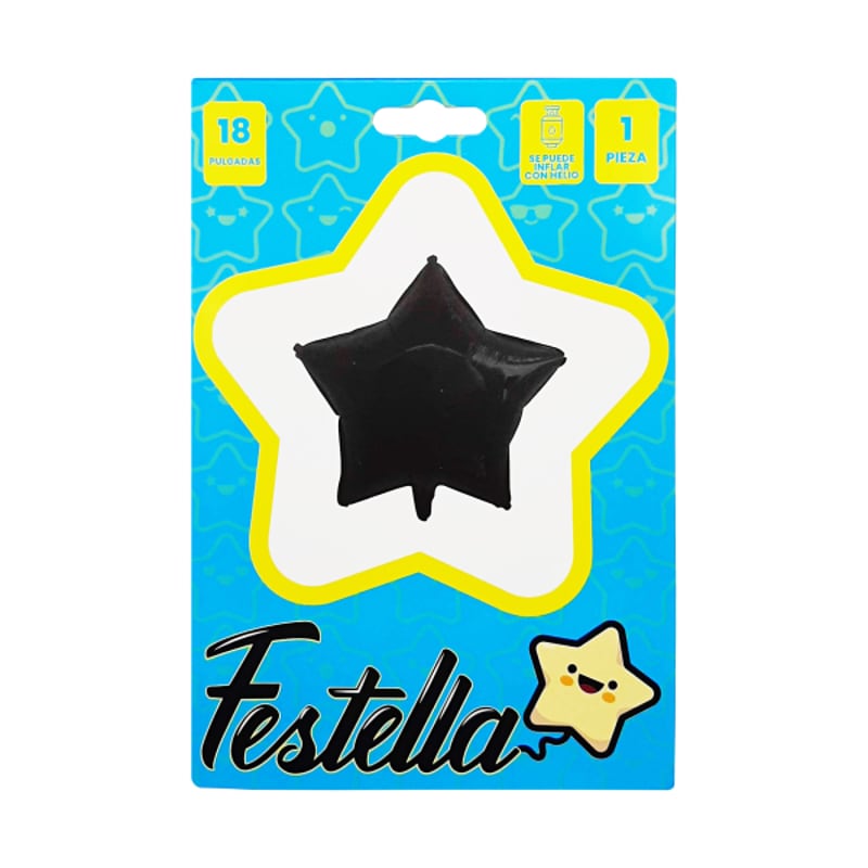 GLOBO ESTRELLA NEGRO CARTON 18"