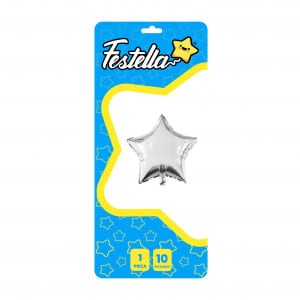 GLOBO ESTRELLA PLATEADO 10" CARTON