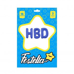 KIT GLOBO HBD 16" AZUL(PQTX12)