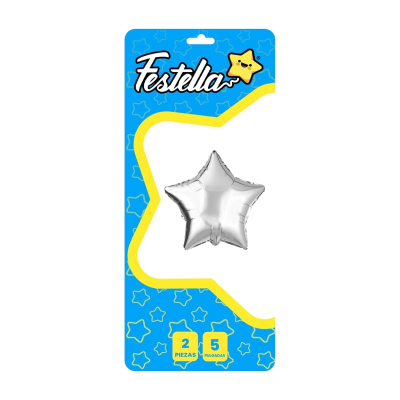 GLOBO ESTRELLA PLATEADO 5" X2