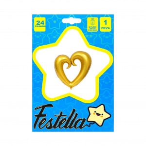 GLOBO CORAZON CURSIVO DORADO 24" (PQTX25)
