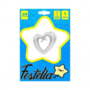 GLOBO CORAZON CURSIVO PLATEADO 24" (PQTX25)