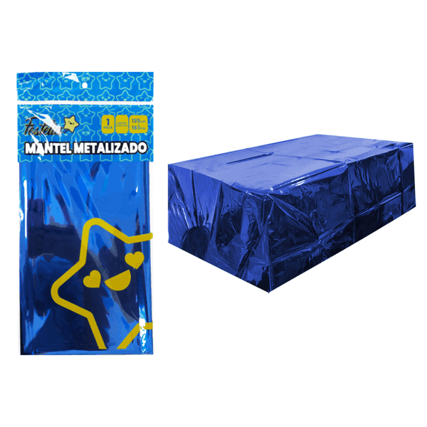 MANTEL DE FIESTA METALIZADO AZUL (PQTX12)