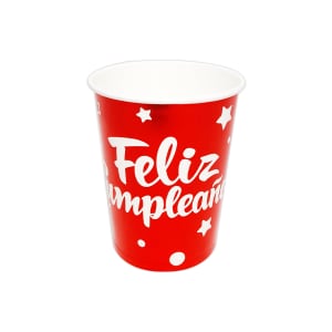 VASOS DE FIESTA X10 FELIZ CUMPLEAÑOS ROJO