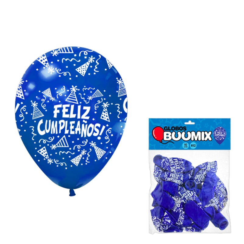 BOMBA FELIZ CUMPLEAÑOS R12X10 AZUL (PQTX12)