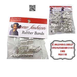 DZ. ANILLO PARA EL CABELLO*12PCS PLATEADO BMR-2114-2