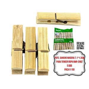 PQTE. GANCHO MADERA 7.1*1.3CM PARA TENDER ROPA BMR-2982