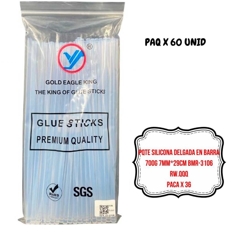 PQTE SILICONA DELGADA EN BARRA 700G 7MM*29CM BMR-3106