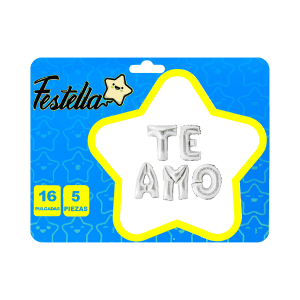 GLOBO TE AMO PLATEADO 16" (PQTX12)