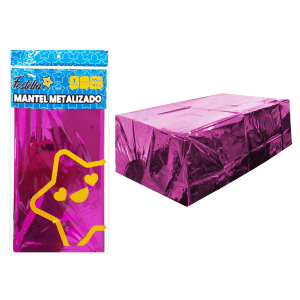 MANTEL DE FIESTA METALIZADO FUCSIA (PQTX12)