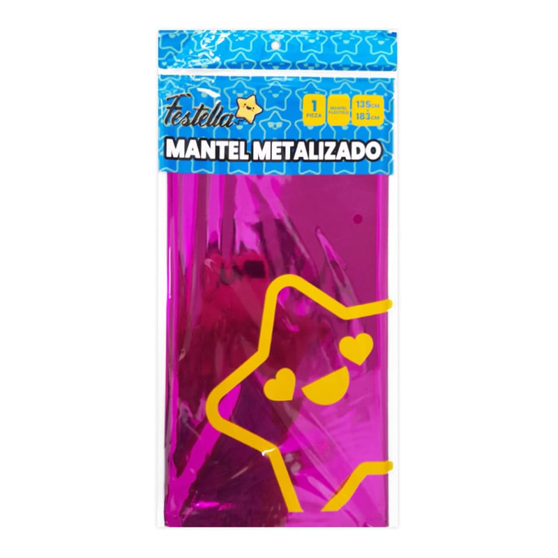 MANTEL DE FIESTA METALIZADO FUCSIA (PQTX12)