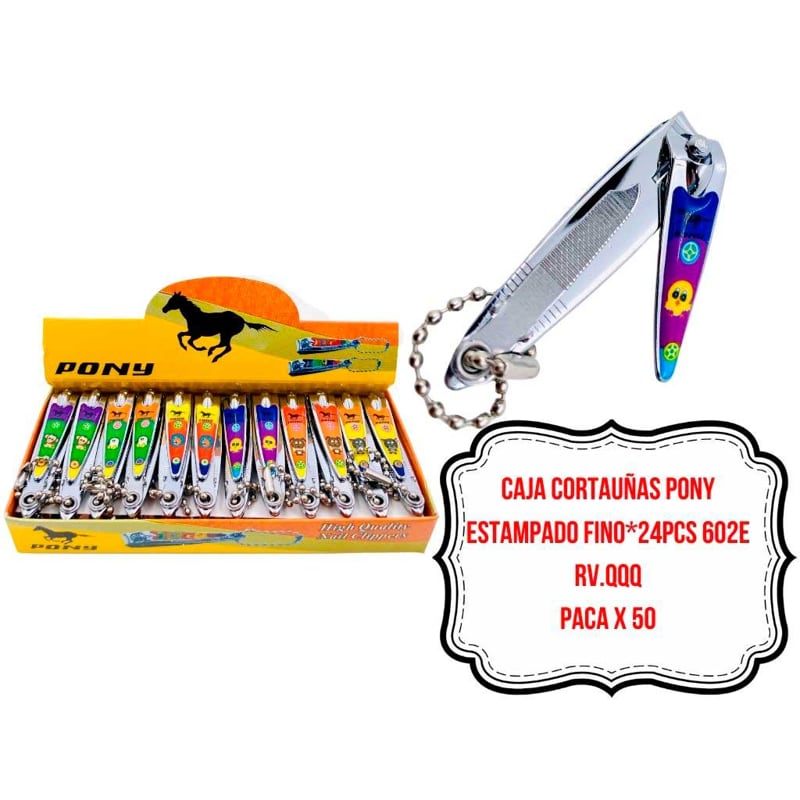 CAJA CORTAUÑAS PONY ESTAMPADO FINO*24PCS 602