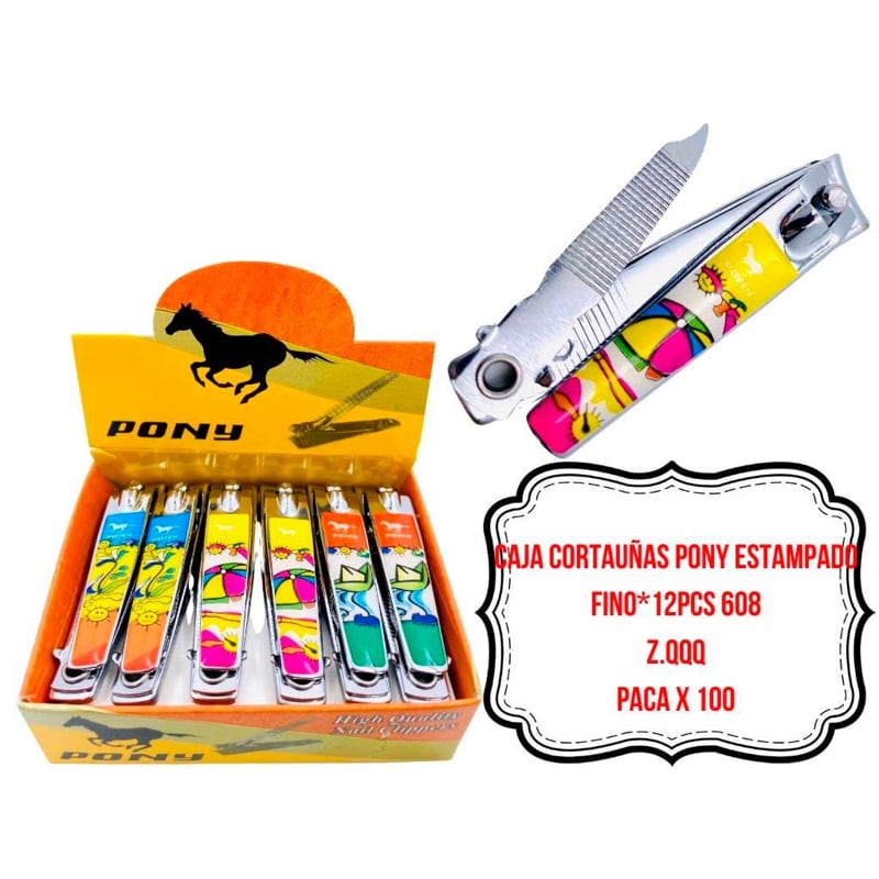 CAJA CORTAUÑAS PONY ESTAMPADO FINO*12PCS 608