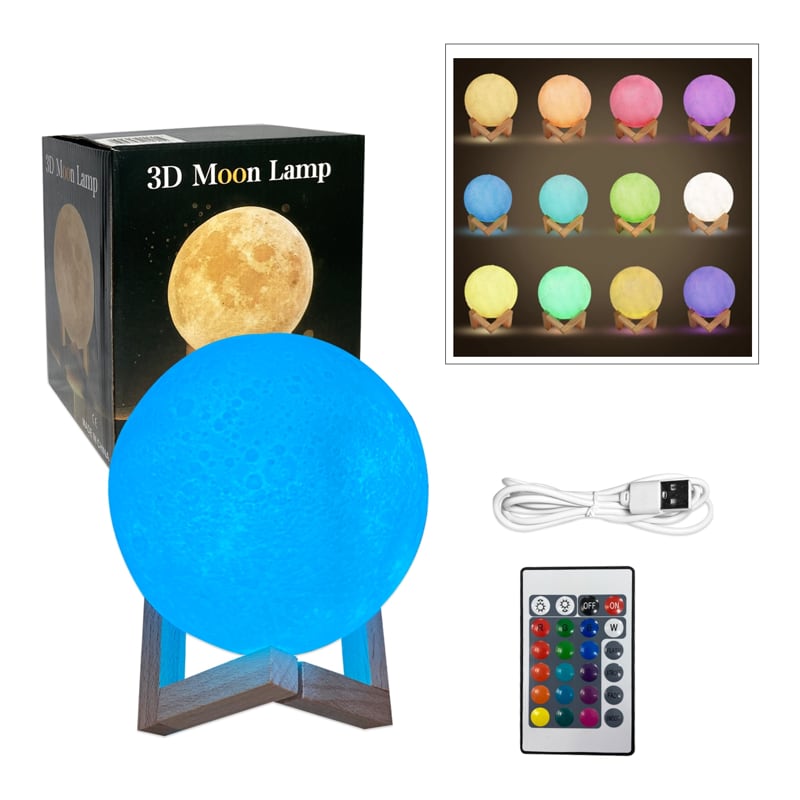 LAMPARA LUNA 3D CON CONTROL,