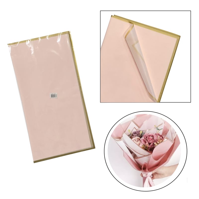 PAPEL COREANO ROSADO BORDE DORADO X20: