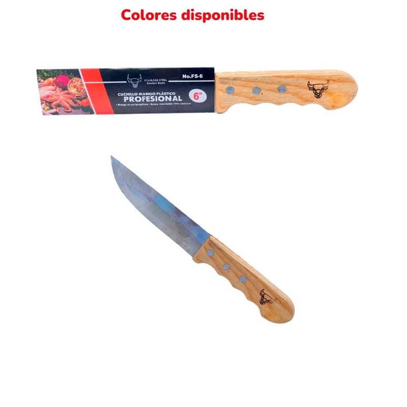 DZ. CUCHILLO CABO DE MADERA 6" FS-6