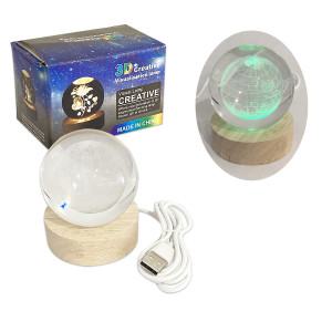ESFERA DE CRISTAL CON LUZ MULTICOLOR 6CM