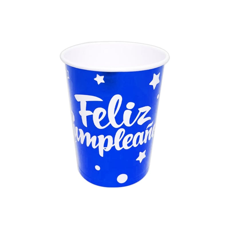 VASOS DE FIESTA X10 FELIZ CUMPLEAÑOS AZUL