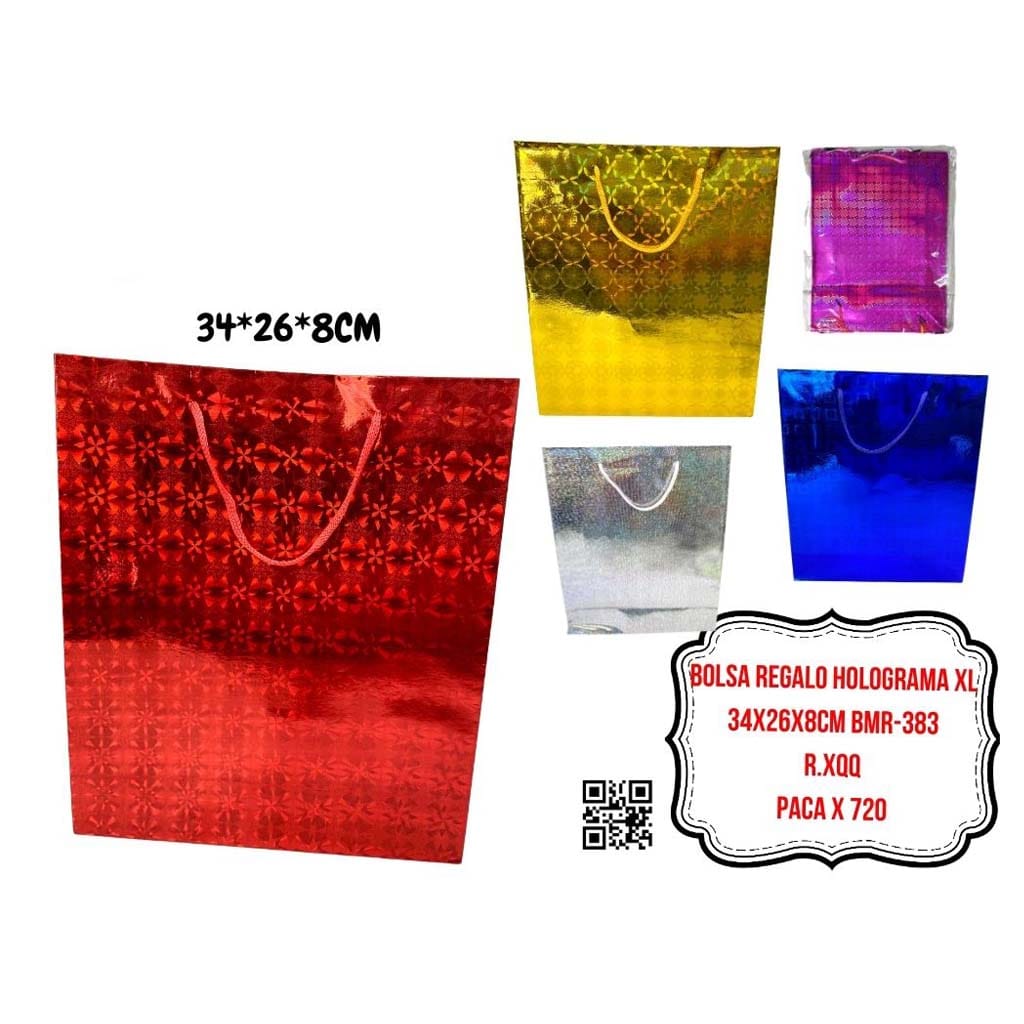 DZ. BOLSA REGALO HOLOGRAMA XL 34X26X8CM BMR-383