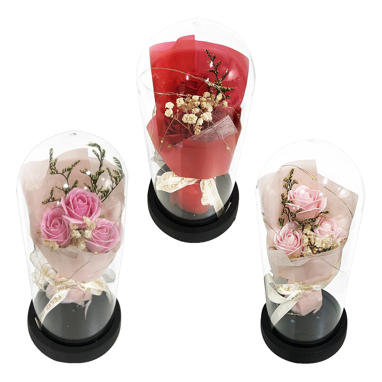 RAMO ROSAS ENCAPSULADAS FELIZ DIA