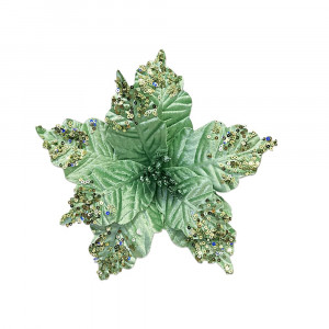 FLOR NAVIDEÑA VERDE MENTA 23CM (BDJX192) AL POR MAYOR