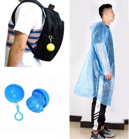 Capa Impermeable desechable para niños y niñas estilo poncho + estuche tipo llavero