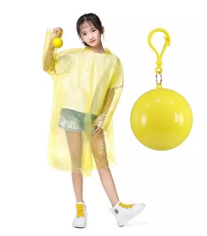 Capa Impermeable desechable para niños y niñas estilo poncho + estuche tipo llavero