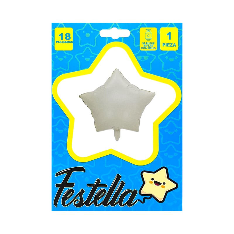 GLOBO ESTRELLA CREMA CARTON 18"(PQTX25)