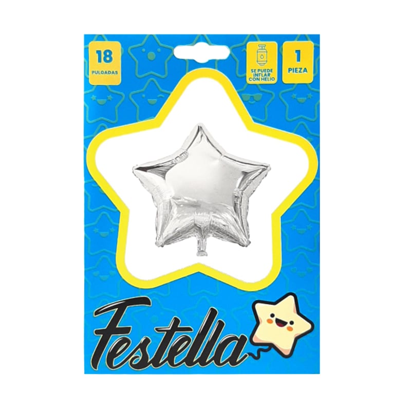 GLOBO ESTRELLA PLATEADO CARTON 18"