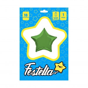 GLOBO ESTRELLA VERDE CARTON 18"