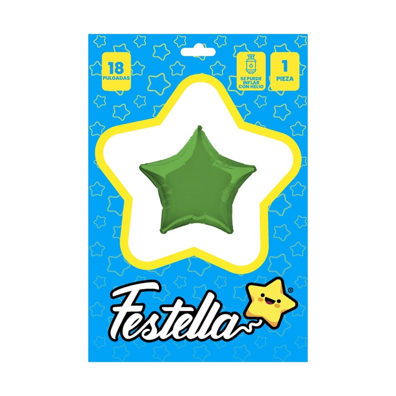 GLOBO ESTRELLA VERDE CARTON 18"(PQTX25)