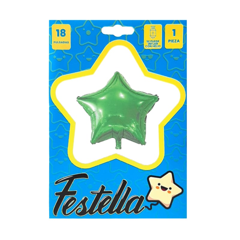 GLOBO ESTRELLA VERDE CARTON 18"(PQTX25)