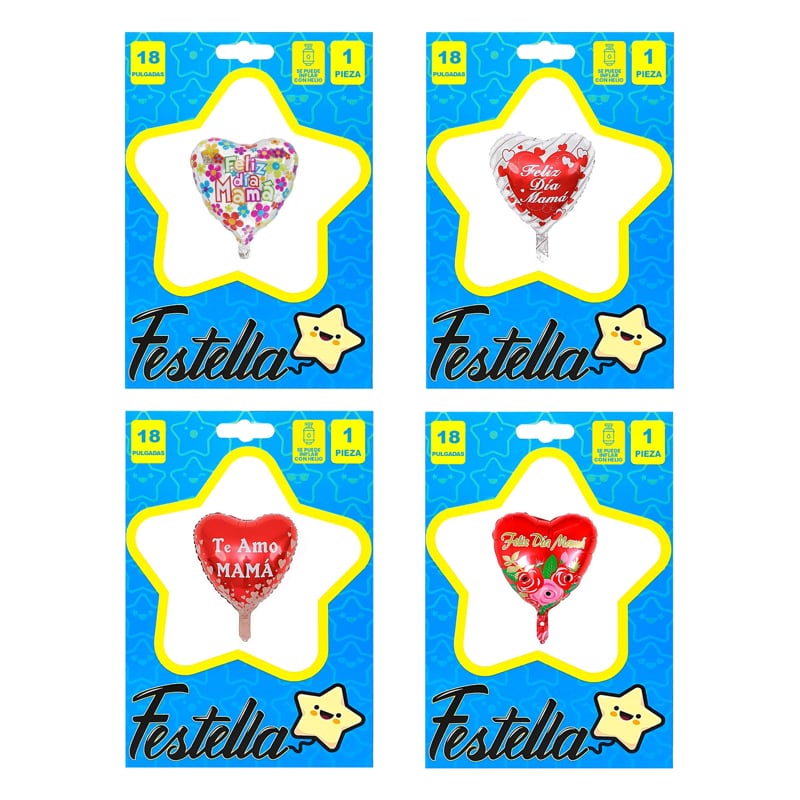 GLOBO CORAZON FELIZ DIA MAMA 18":
