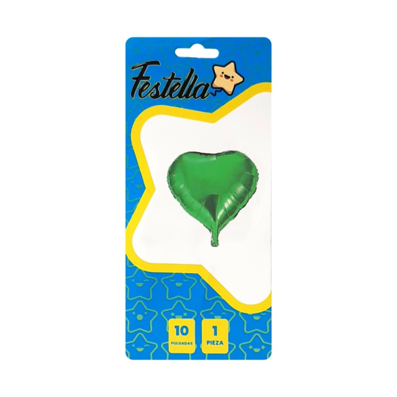 GLOBO CORAZON VERDE 10" CARTON