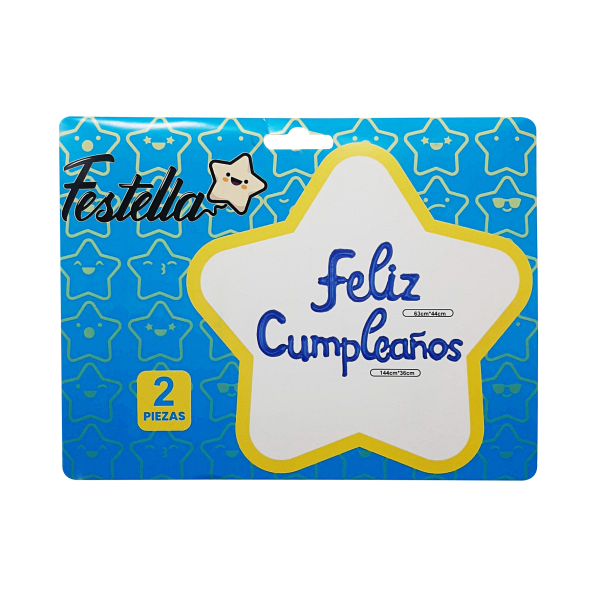 GLOBO FELIZ CUMPLEAÑOS CURSIVO AZUL