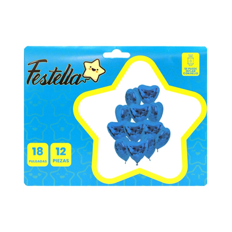 KIT GLOBO CORAZONES X12 AZUL