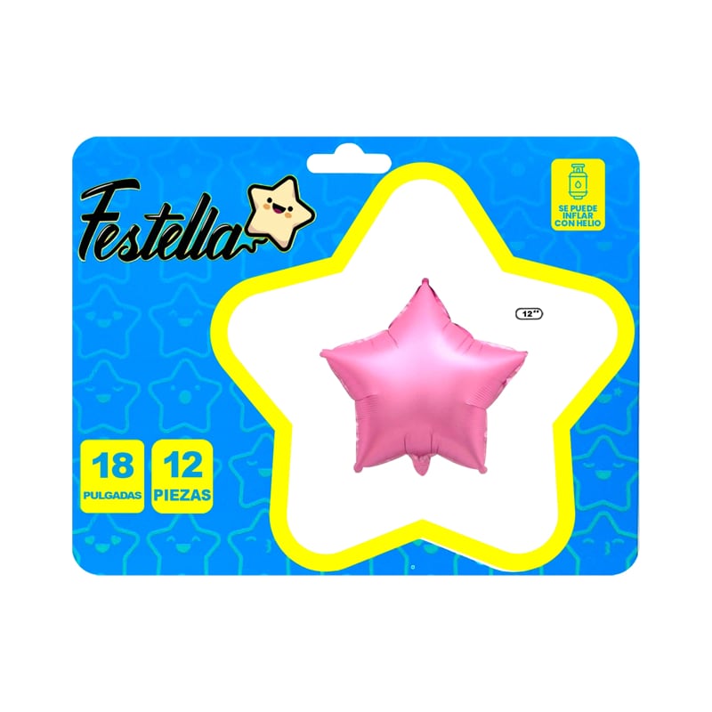 KIT GLOBO ESTRELLA X12 ROSADA