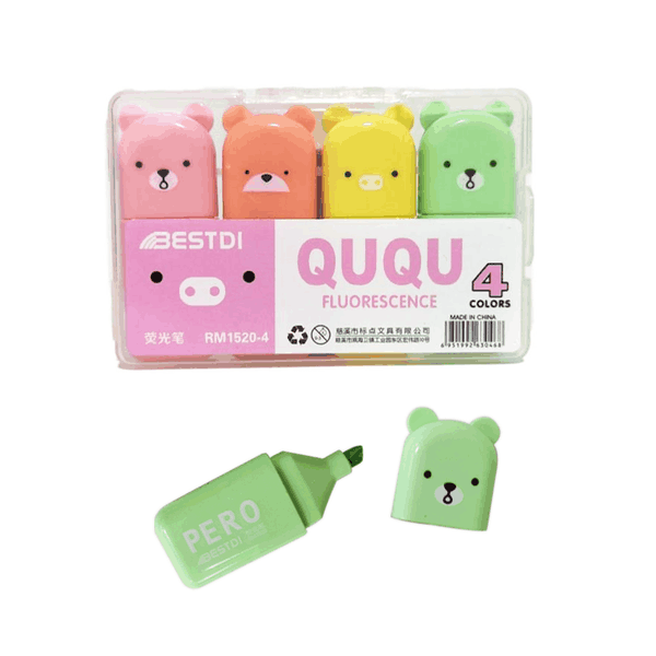 SET. RESALTADOR OSO COLOR PASTEL X4