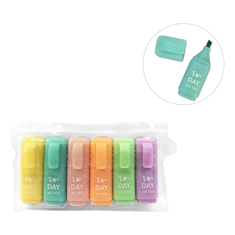 SET RESALTADOR COLOR PASTEL X6