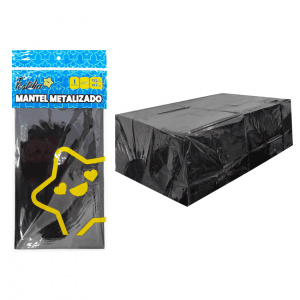 MANTEL DE FIESTA METALIZADO NEGRO (PQTX10)