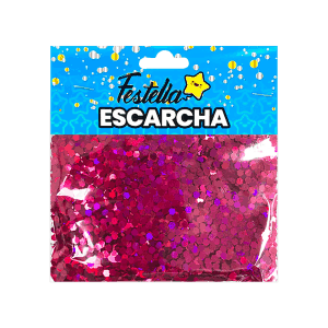 ESCARCHA GLOBO FUCSIA HEXAGONAL (PQTX12)