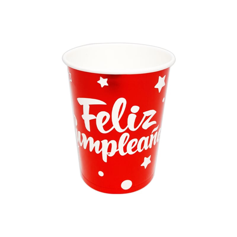 VASOS DE FIESTA X10 FELIZ CUMPLEAÑOS ROJO