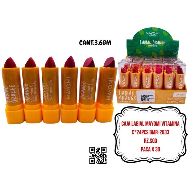 CAJA LABIAL MAYOMI VITAMINA C*24PCS BMR-2933