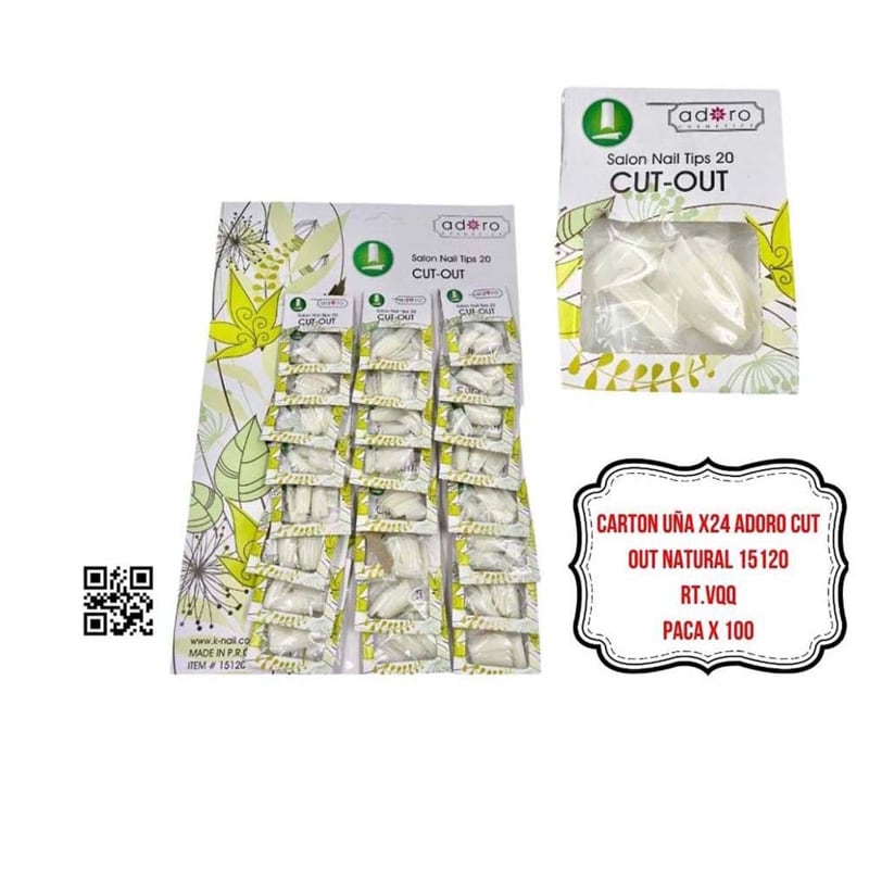 CARTON UÑA X24 ADORO CUT OUT NATURAL 15120